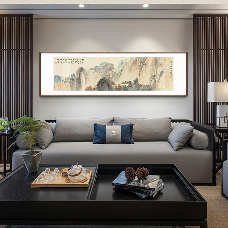 国画新中式客厅装饰画背景墙壁画办公室靠山图挂画 百步云梯(张大千)