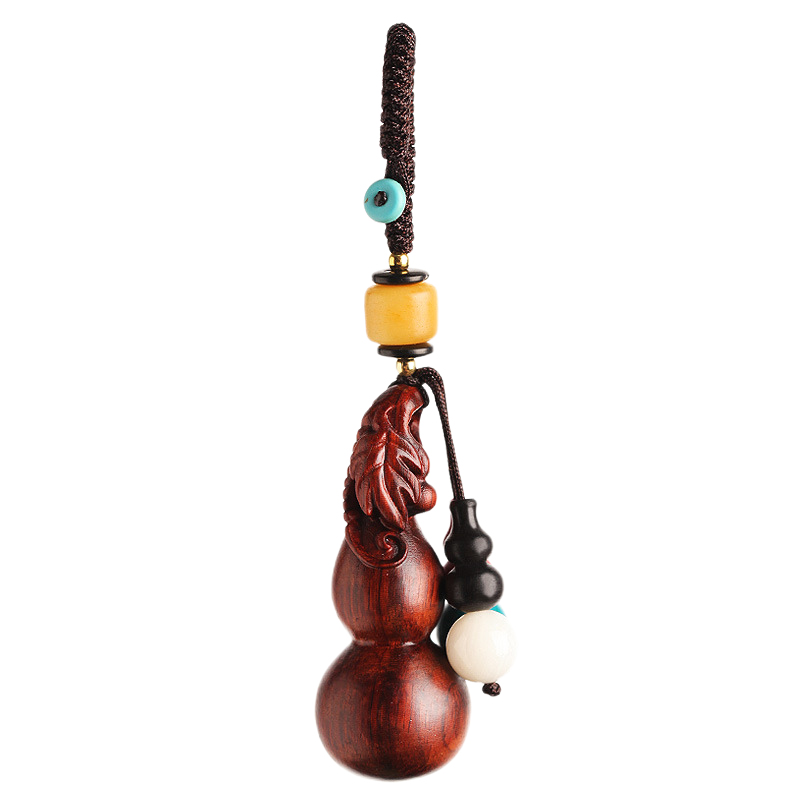 YORA高档紫檀木葫芦汽车钥匙扣男女钥匙挂件钥匙链个性创意挂饰品挂绳