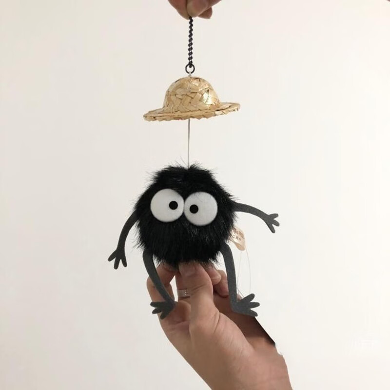 远硕 可爱千寻草帽小煤球黑煤炭灰尘精灵毛绒书包包挂件饰钥匙扣布偶