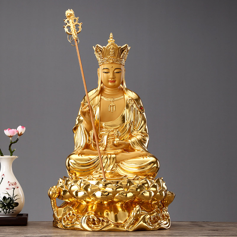 贴金地藏王菩萨佛像荷叶莲花底座供奉九华山九华山大愿 30厘米地藏王