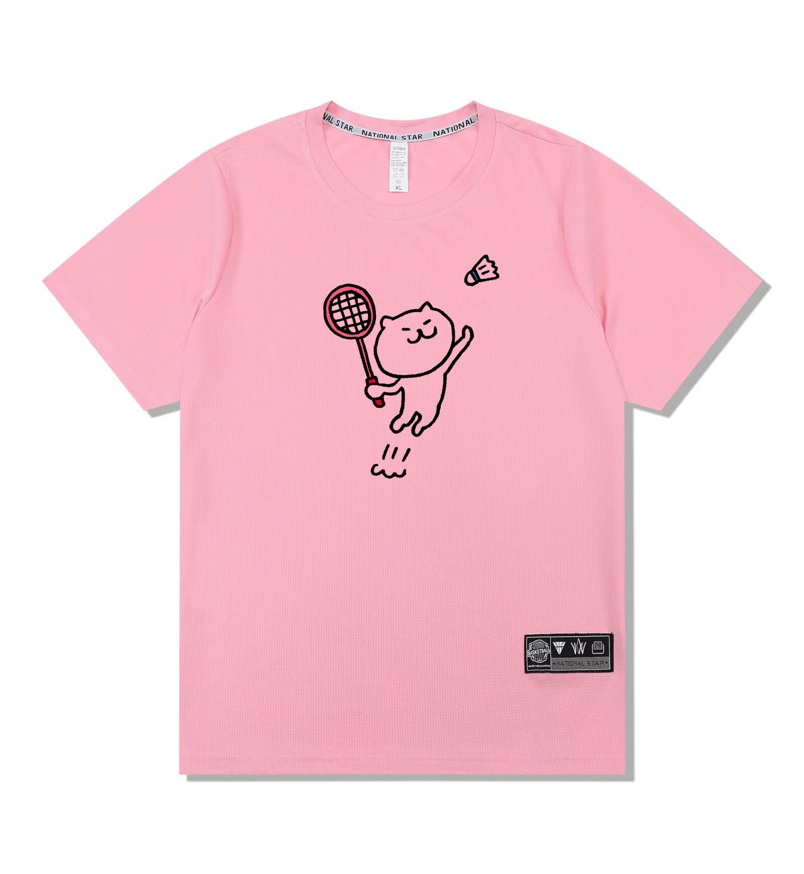 熙威尼hellokitty羽毛球服 速干羽毛球服卡通动漫猫咪男女比赛短袖