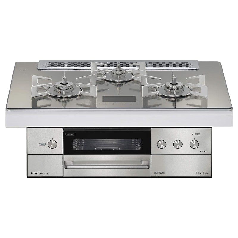 林内（Rinnai）【年货】日本原装进口 嵌入式燃气灶烤箱灶家用燃气灶 日本神厨DELICIA系列 手机APP操作  电源款亮白色玻璃台面带液晶屏75cm 天然气