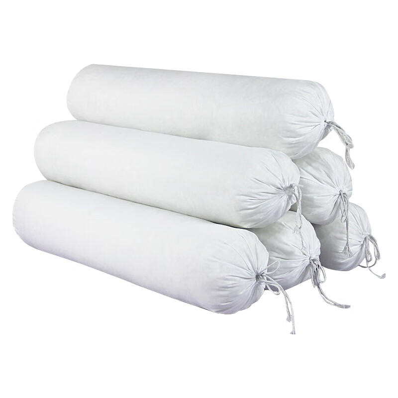 枕头芯男朋友长条睡觉抱枕芯 圆形靠垫靠枕 单独芯子 白色 交织棉面料