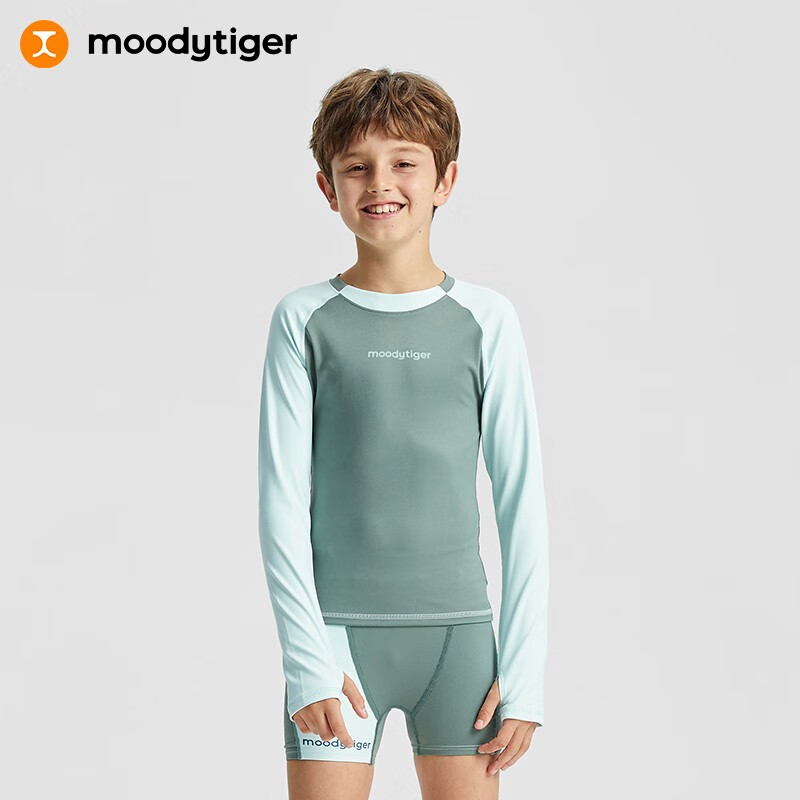 moodytiger儿童泳衣套装男童夏季分体式专业水上运动泳衣裤两件装 月桂绿 130cm使用感如何?