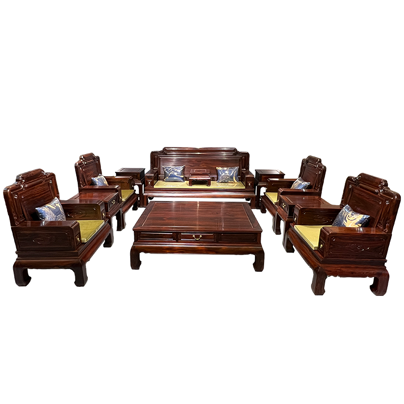 極美格 紅木家具印尼黑酸枝（學名：闊葉黃檀）實木沙發(fā)新中式沙發(fā)新古典客廳組合套裝家具家私 沙發(fā)11件套（精品帶證書）