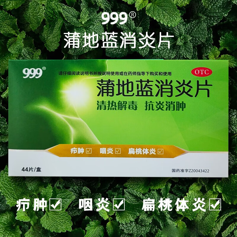 999蒲地蓝消炎片清热解毒咽炎疖肿扁桃体炎咳嗽抗炎消肿消炎药 2盒装