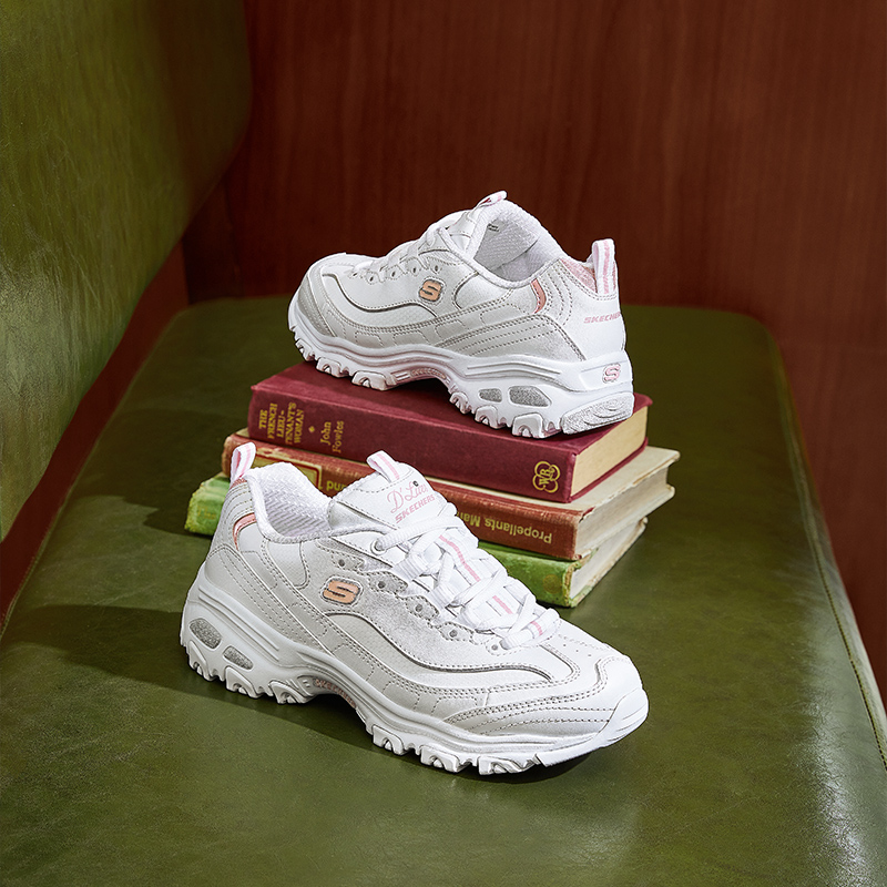 skechers斯凯奇运动鞋女秋季新款透气小白鞋时尚潮流老爹鞋熊猫鞋女款