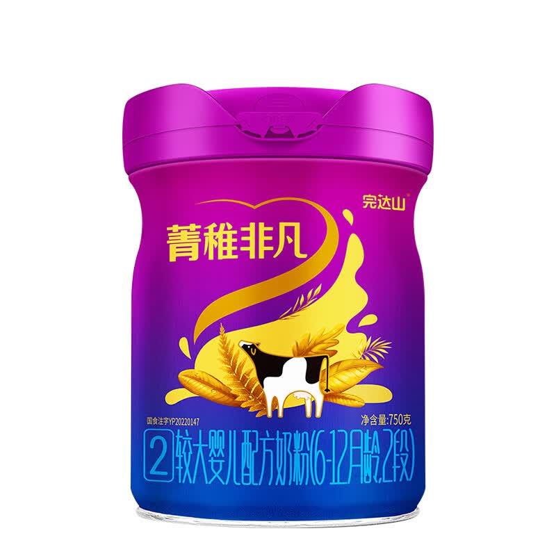 完达山菁稚非凡2段较大婴儿牛奶粉二段6-12个月新生儿奶粉750g/罐 1罐
