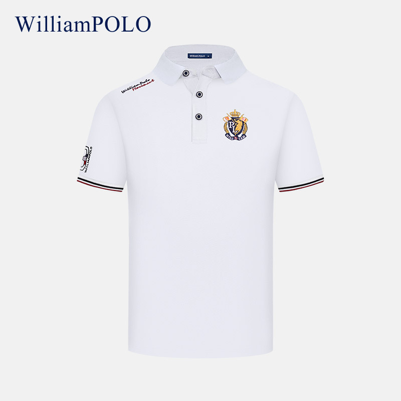 短袖polo衫男装衣服夏装男士上衣中年商务高端保罗刺绣爸爸装 白色 xl