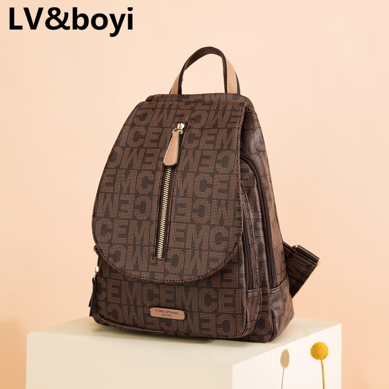lvboyi包包新款时尚百搭压花旅行大容量包包女休闲背包双肩包女包