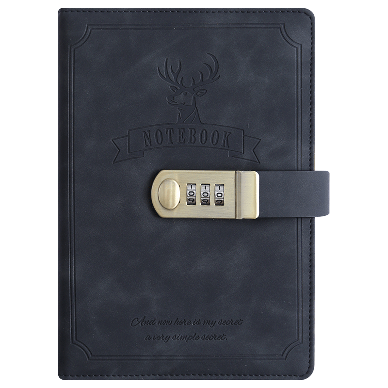 法拉蒙（faramon）a5復(fù)古密碼本帶鎖日記本簡約記事本學(xué)生筆記手賬本文具記事本 黑色-麋鹿款