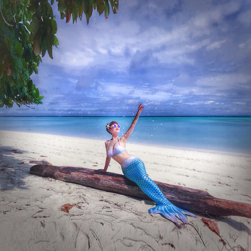 义梦 【闪电发货】2022新款美人鱼泳衣 海边人鱼沙滩性感分体式套装鱼