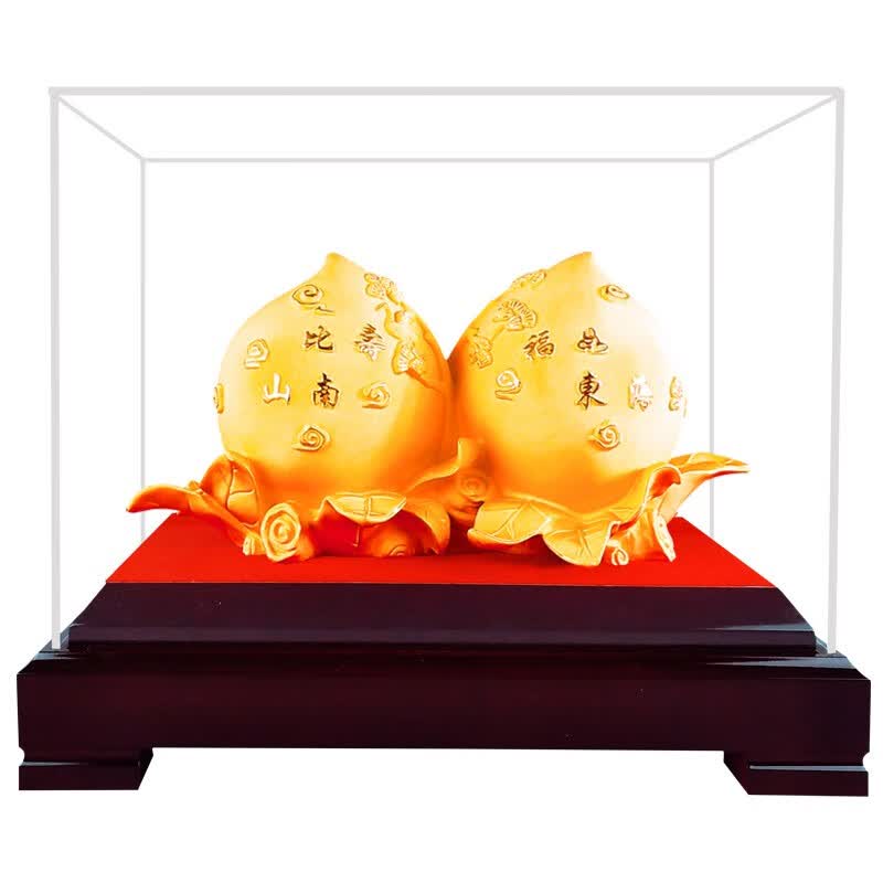 京峰阁 特大号绒沙金寿桃祝寿摆件 送长辈老人生日礼物八十大寿贺寿贺礼 特大号福寿双全