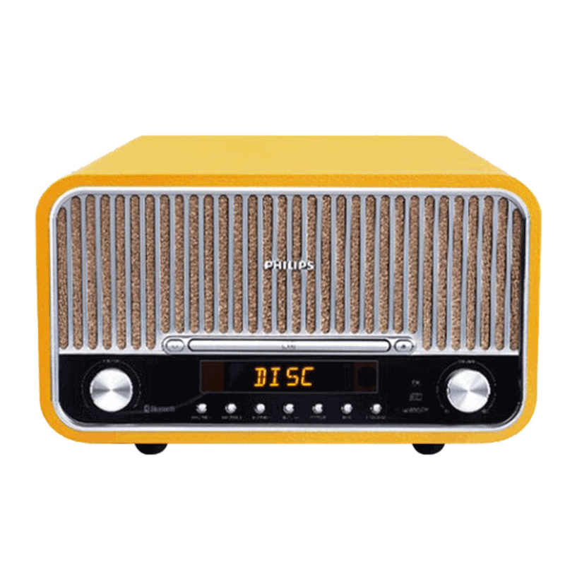 飛利浦（PHILIPS）TAM6208O/93藍牙音箱CD播放機高保真功放音響發燒復古收音機CD音響一體機-琥珀黃