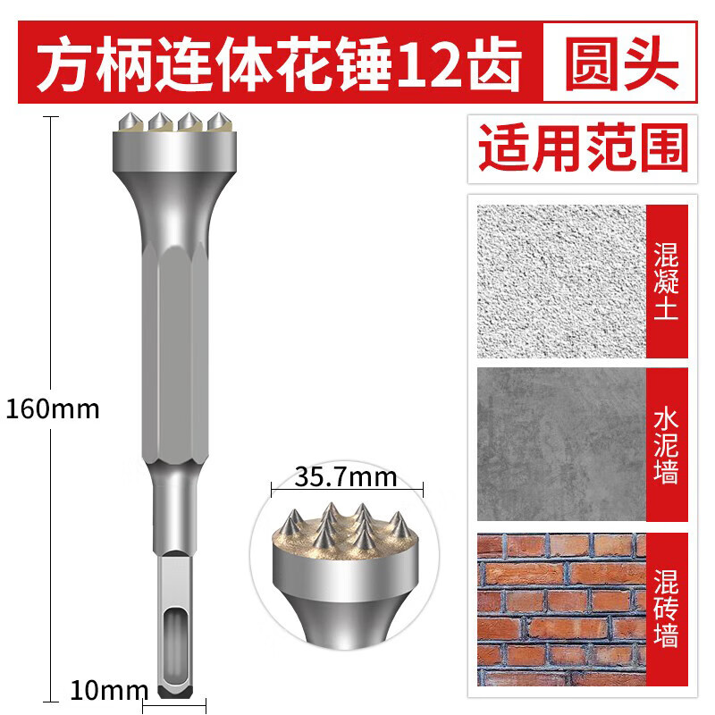 clcey花锤凿毛头钻头水泥混凝土墙面打荔枝面电镐电锤一体打毛工具 方