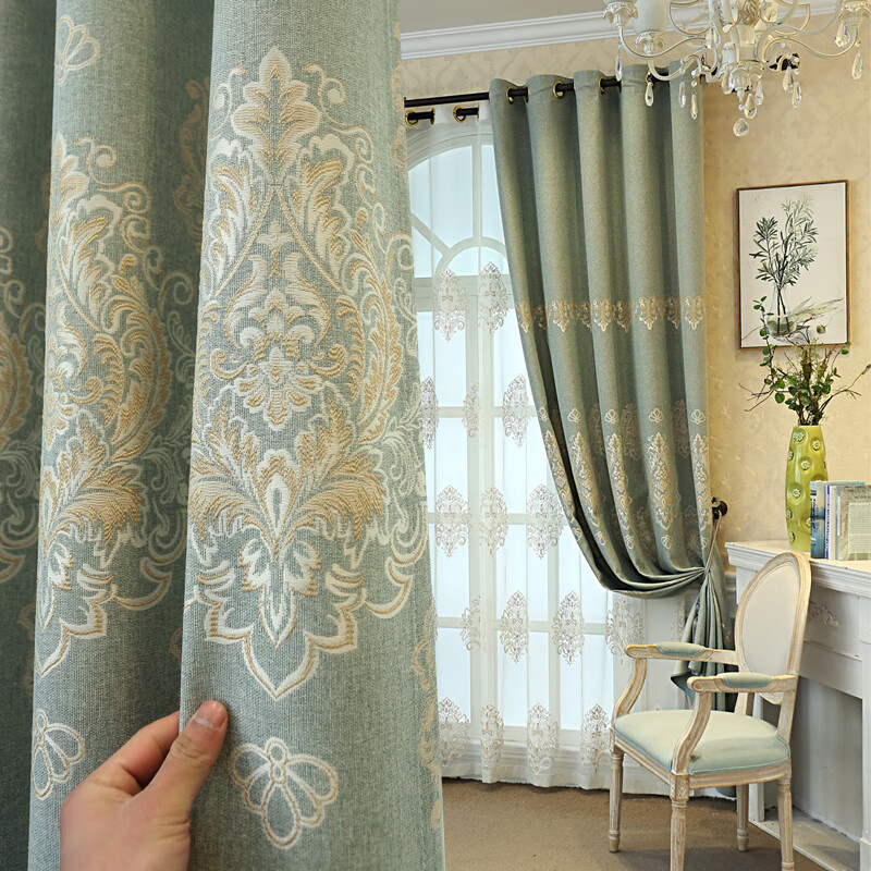 卟橡绍兴柯桥窗帘 成品窗帘处理全遮光成品窗帘03年新款卧室 印花款欧
