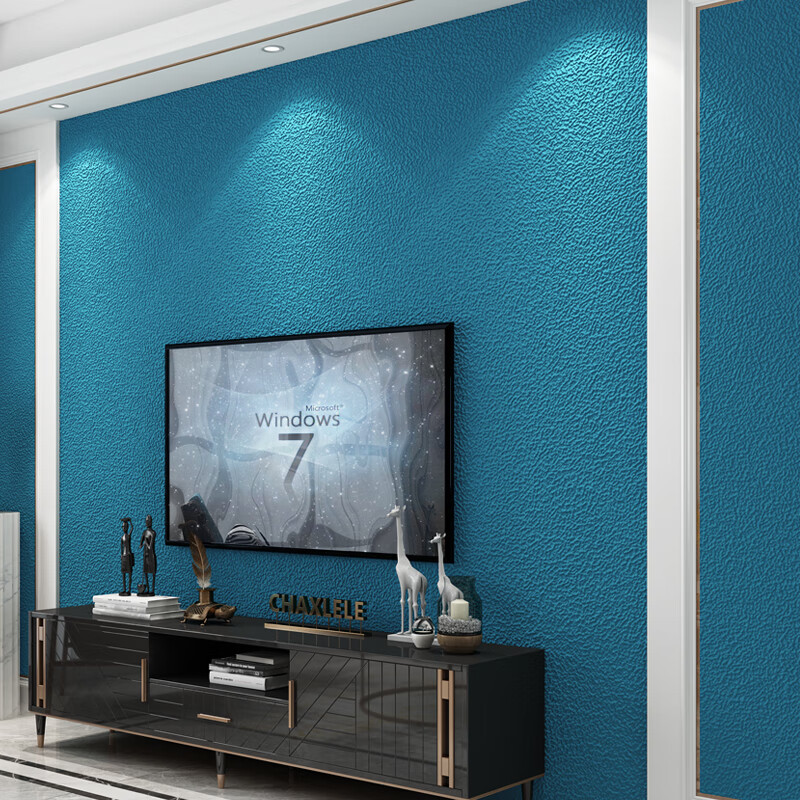 德骊嘉 现代简约高端鹿皮绒加厚纯色电视背景墙壁纸仿硅藻泥客厅影视