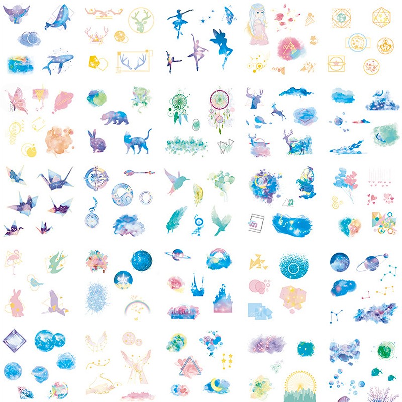 玩控和纸贴纸手帐素材卡通装饰贴画礼盒装女生手帐贴纸儿童 梦幻星辰