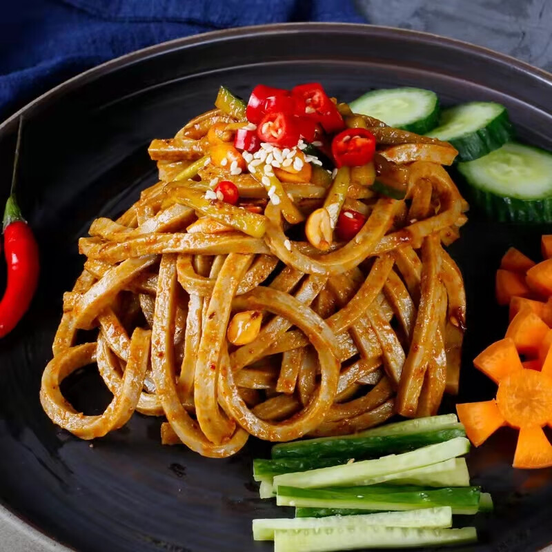 野禾食品 莜面鱼鱼山西特产 低脂粗粮 莜面面条窝窝 方便面食 莜面条220g*5袋