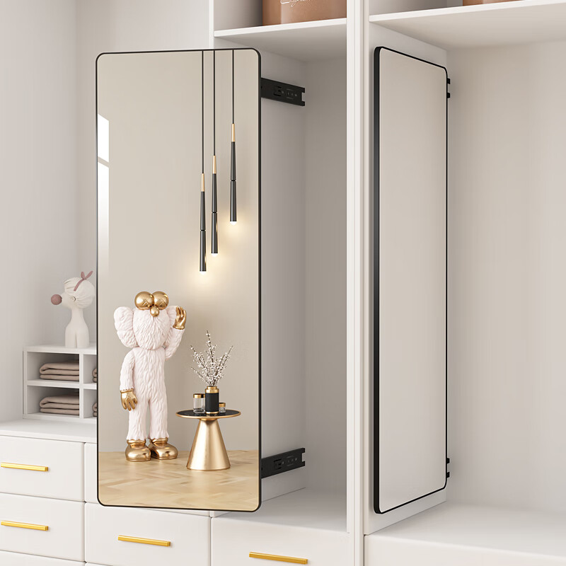 诗亭坊隐形穿衣镜贴柜门推拉全身镜家用内装隐形可关闭衣柜镜子轻奢风