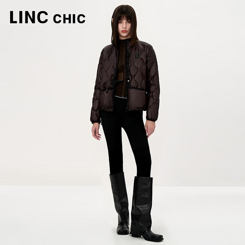 金羽杰90鸭绒春秋季新品轻薄羽绒服女士短款立领外套商场同款Y24801069 暗夜棕咖 M 适合120斤以下