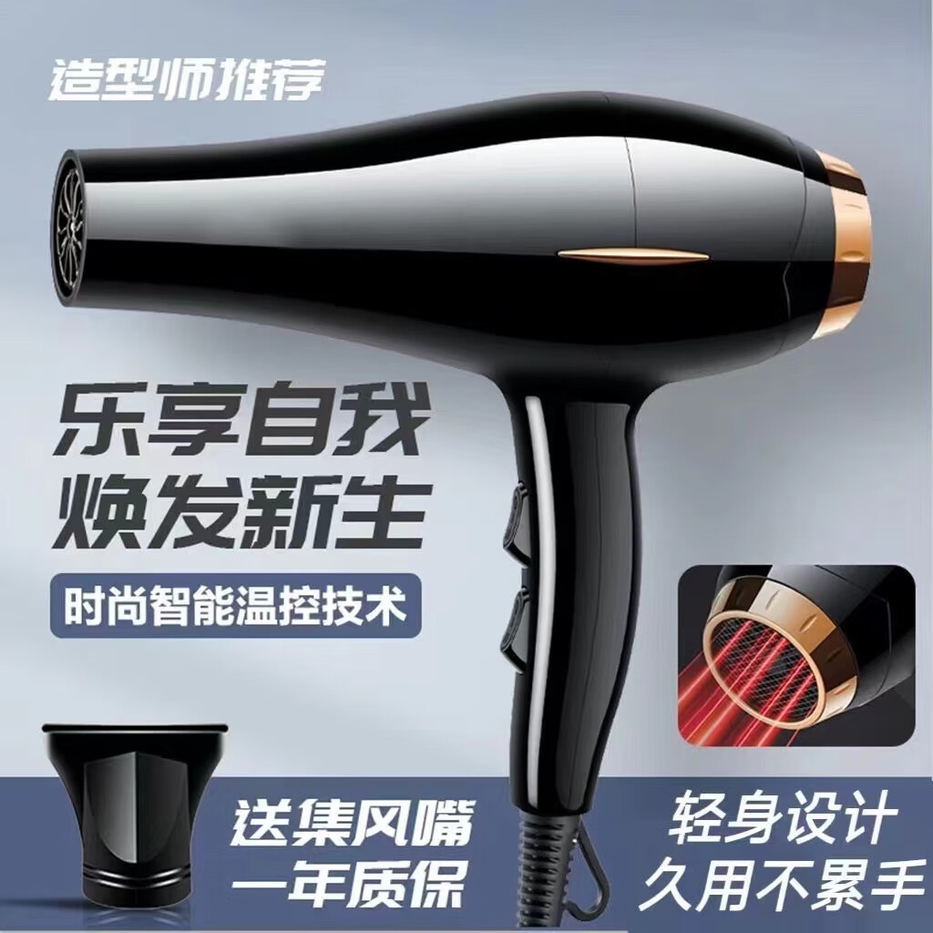 早鱼电吹风机家用轻音负离子大功率不伤发速干华强北发廊大功率理发店专用高速吹风筒冷热风 2000w升级理发店专用款