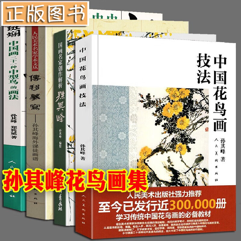 孙其峰花鸟画集【四册】中国花鸟画技法+孙其峰海外课徒画谱+国画名家创作解析孙其峰画集翅色斑斓 中国画二十一种中型鸟的画法