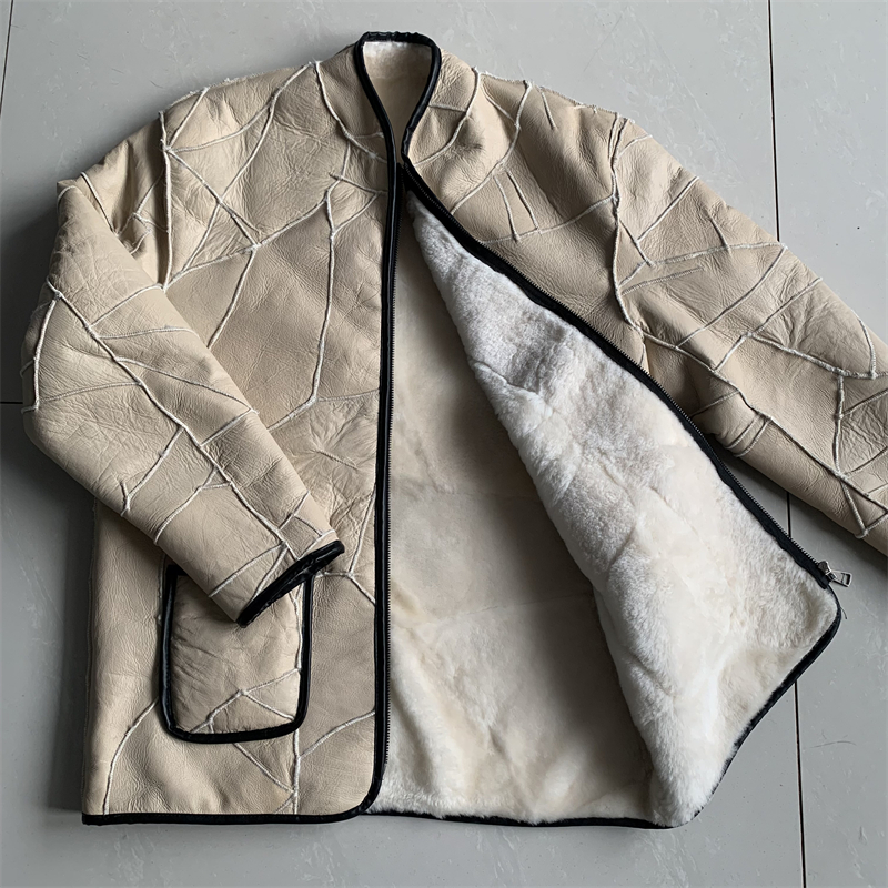 中老年人男士羊皮袄保暖棉袄子羊皮皮毛一体外套宽松真皮内胆羊毛棉服