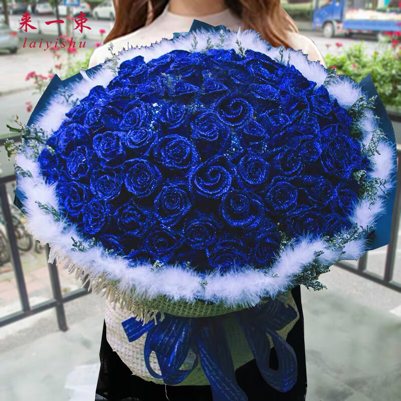 来一束 情人节鲜花速递蓝色妖姬花束礼盒生日表白礼物纪念鲜花同城