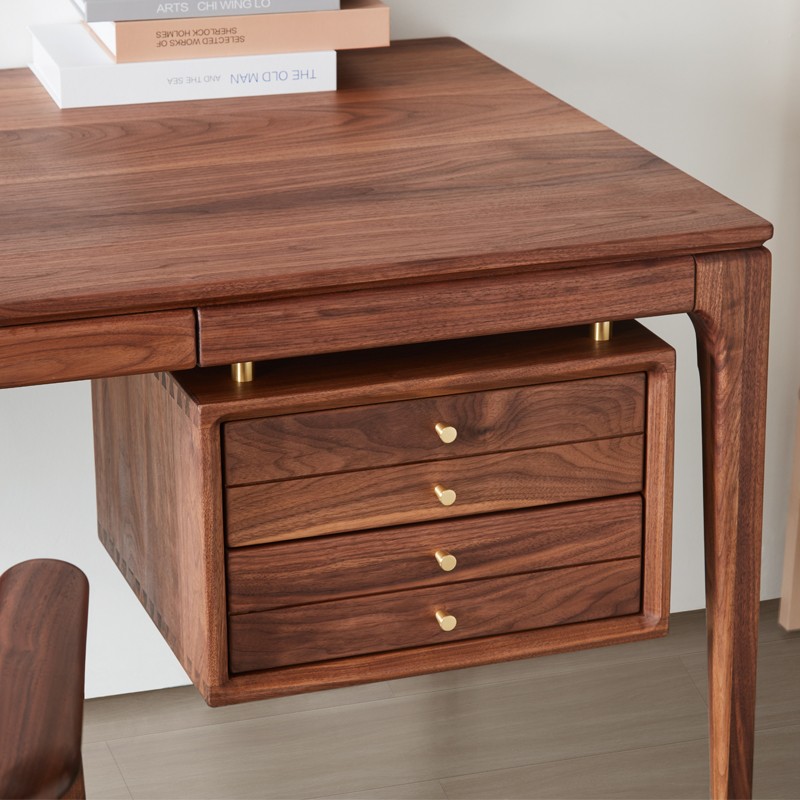 欧策黑胡桃实木书桌