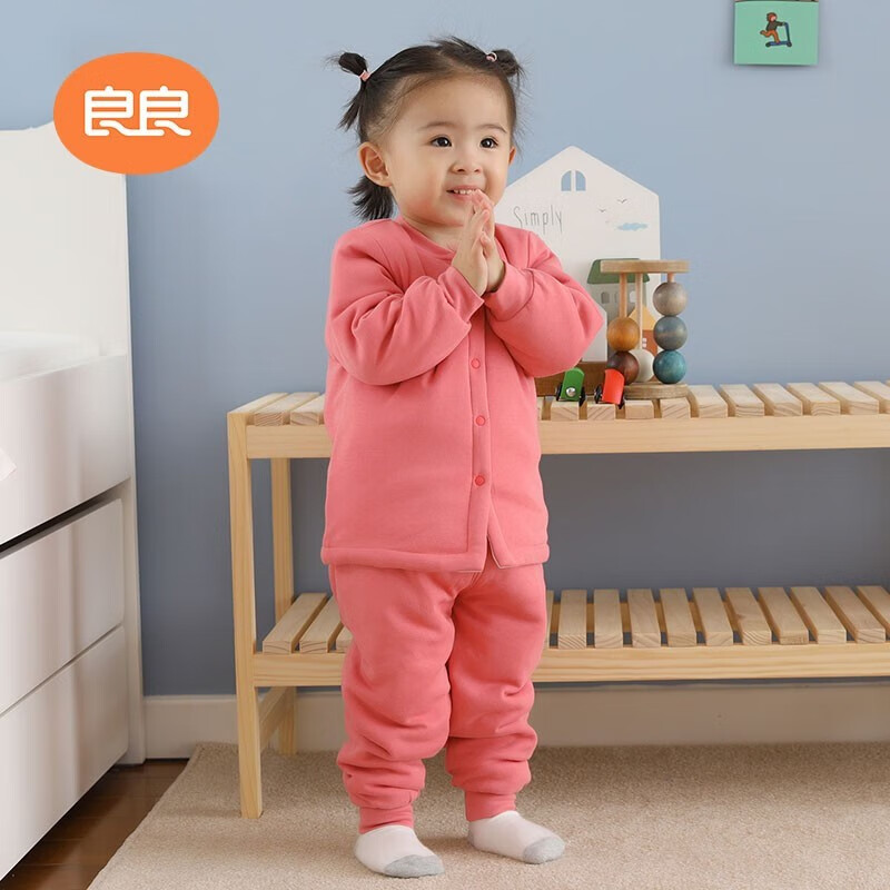 良良【精选】婴儿秋冬套装宝宝纯棉加厚衣服儿童春秋分体保暖睡袋 咕噜-净红-夹棉套装90cm 适合室内温度10-20°怎么看?