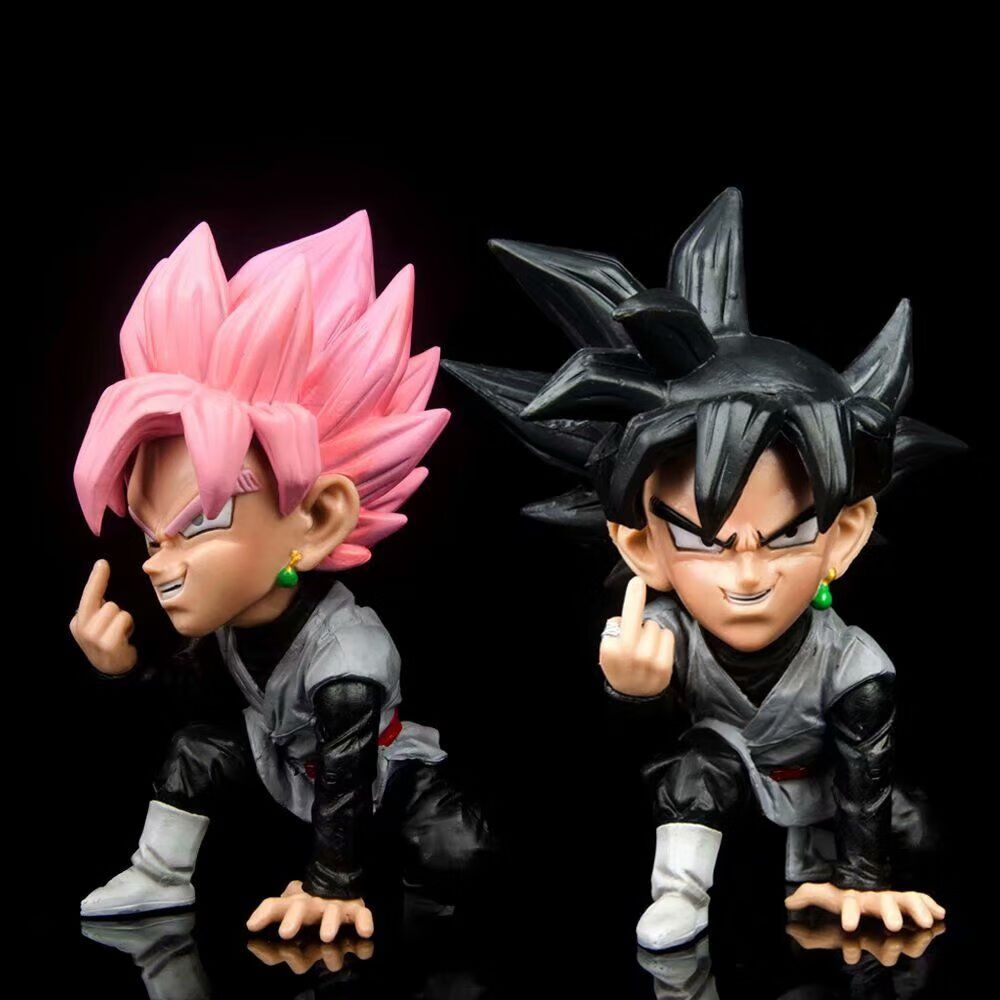 七龙珠赛亚人gk桃红悟空竖中指黑悟空可换头q版手办 随机发