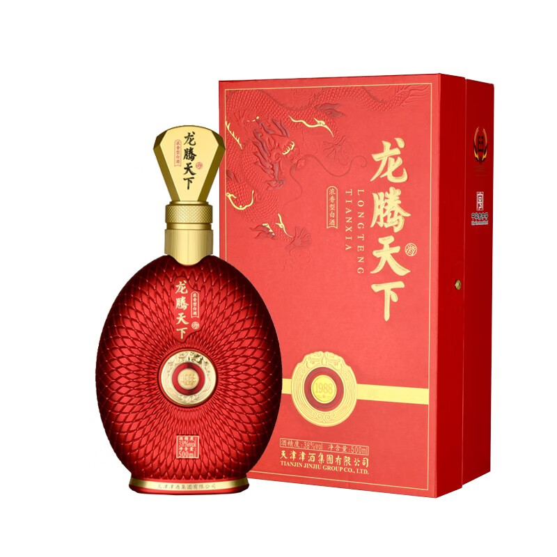 津酒38度 龙腾天下系列 红龙 浓香型 白酒 500ml 单瓶 礼品装 红龙