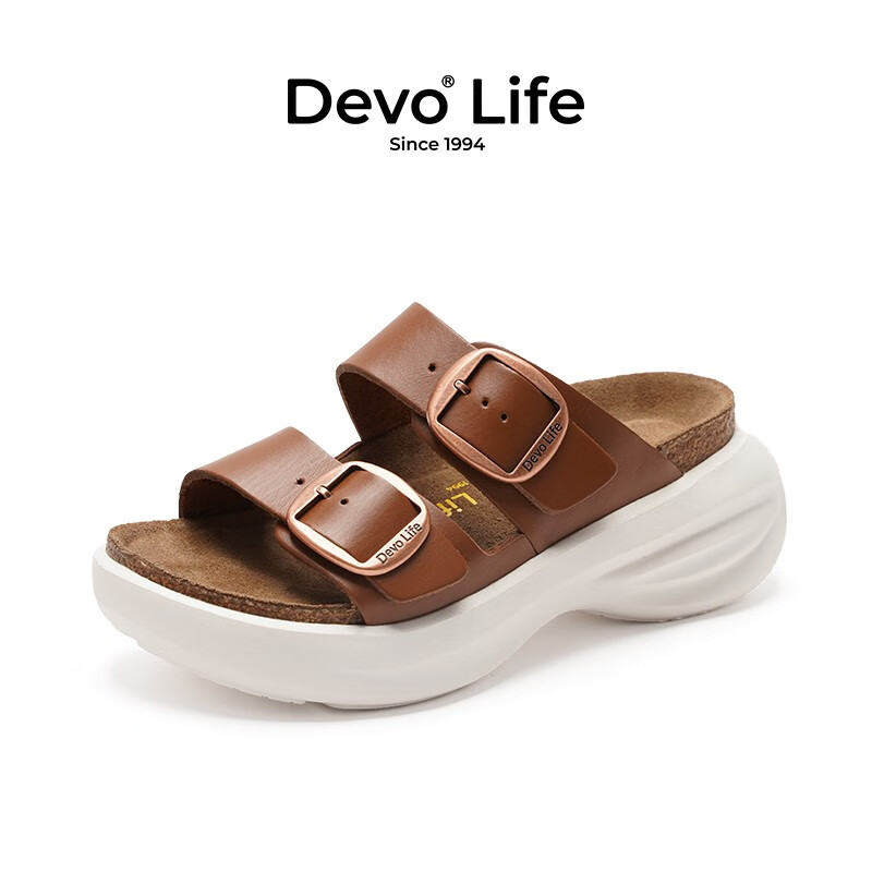 Devo Life������ľ��ЬŮ����Ь���������ɸ�׿۴��װٴ�һ����Ь23005 ��ɫ����ţƤ 35 ��������Сһ�룩