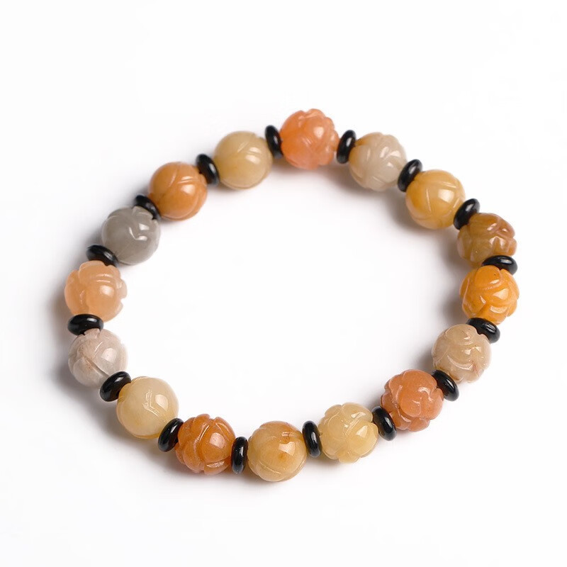 新疆金丝玉串佛珠莲花珠玉石男女手链 玉器 珠子直径10mm