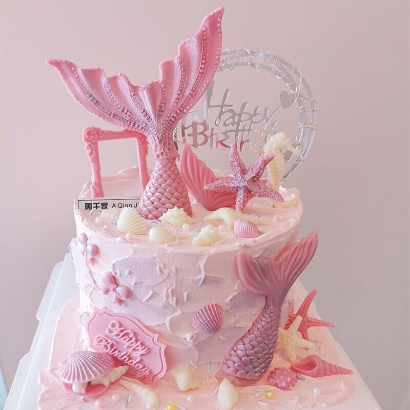 尾巴硅胶磨具蛋糕装饰海豚海螺贝壳巧克力翻糖滴胶模具 美人鱼尾巴