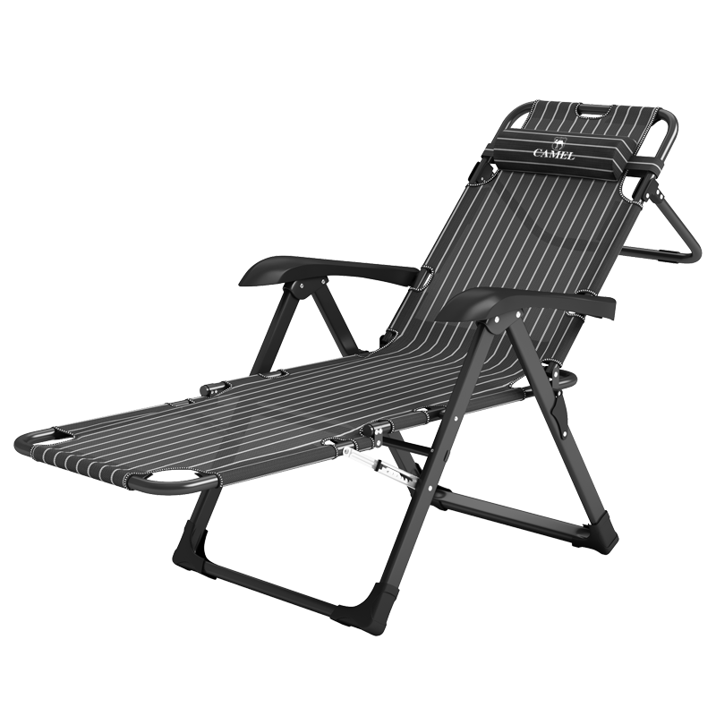 骆驼 躺椅折叠床午休椅靠椅睡椅家用多功能折叠椅靠背椅 办公室午休床单人陪护床 【豪华款-13档调节】条纹特斯林+空调毯