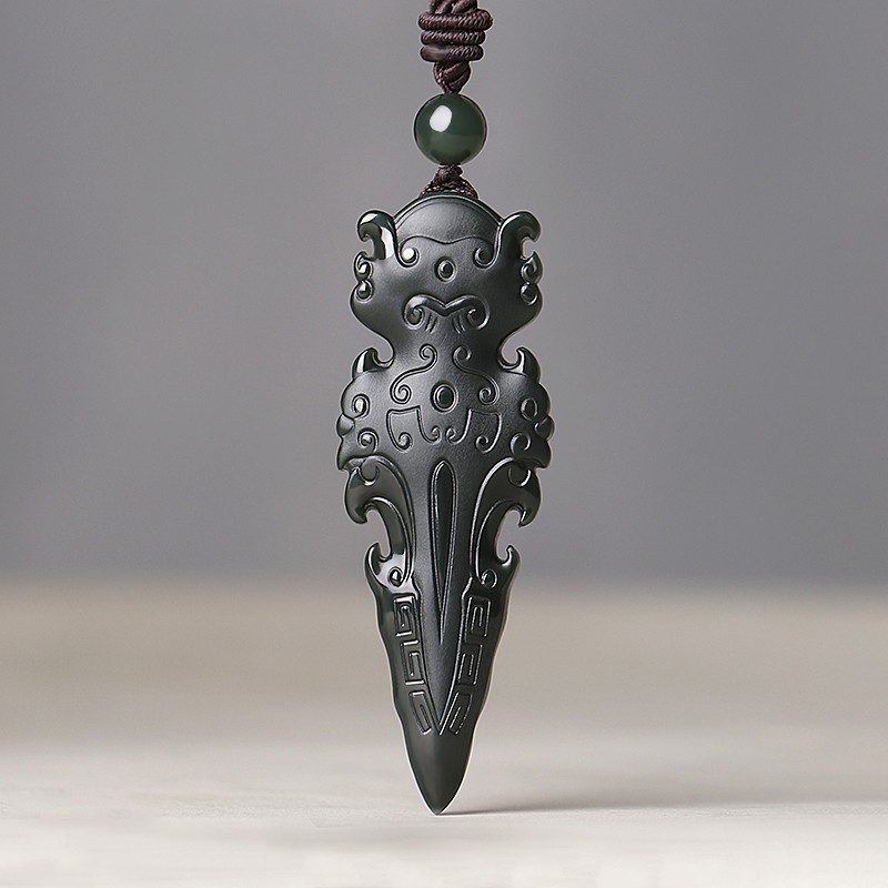 简瑶新疆和田玉金刚杵玉吊坠男塔青玉宝杵玉坠护身玉石项链女挂件