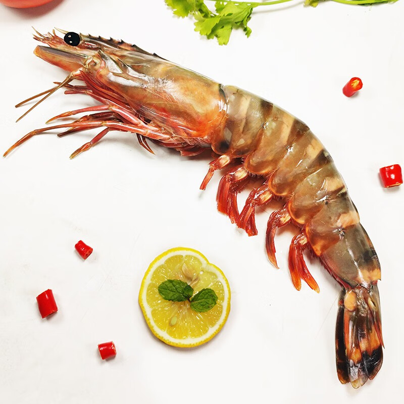 泰国野生黑虎虾吃起来爽口弹牙