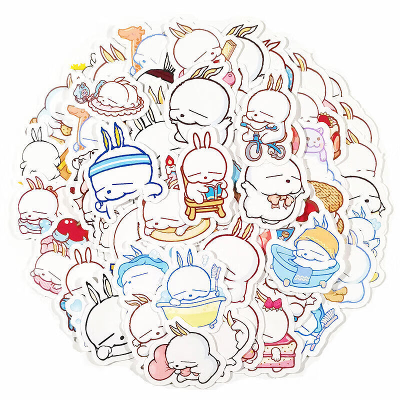 60张卡通流氓兔防水手账贴纸个性动漫装饰手机壳电脑笔记本贴画礼 60