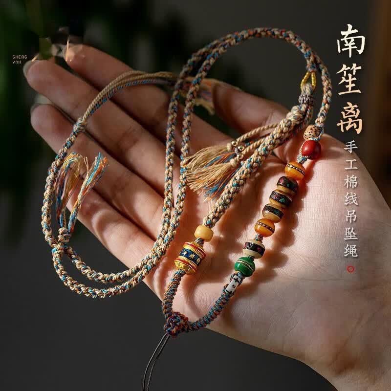 缪色（MiU Se）手工编织佛头绳子吊坠挂绳玉黑绳项链绳子吊坠绳挂件绳 南笙离橙色  A25-106