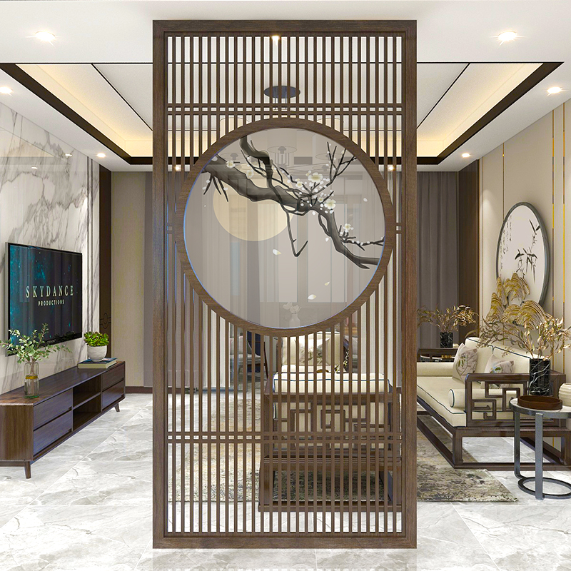实木格栅格栅隔断新中式实木屏风隔断墙客厅入户玄关格栅卧室遮挡家用