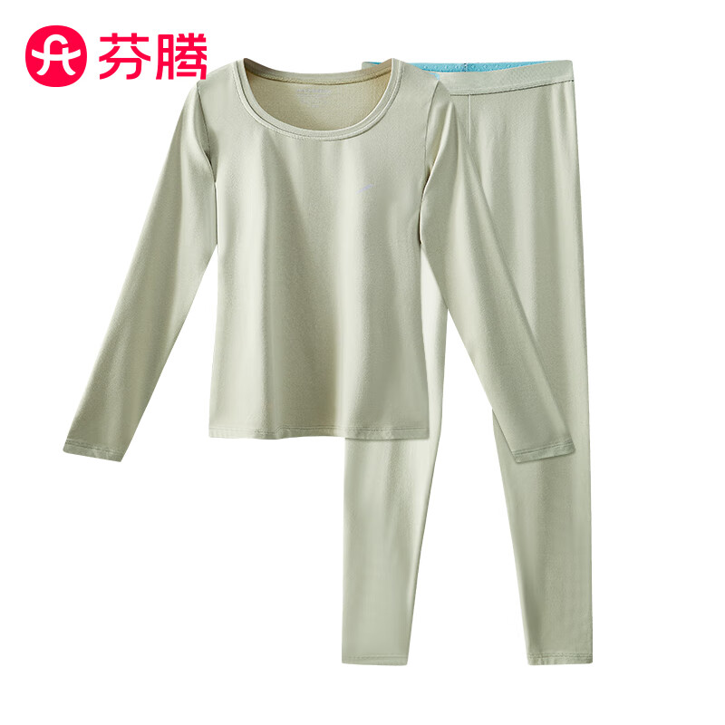 芬腾保暖内衣秋冬男女加绒秋衣秋裤套装高档青年纳米磨绒情侣轻薄暖 【女款】203GA8抹茶绿 L