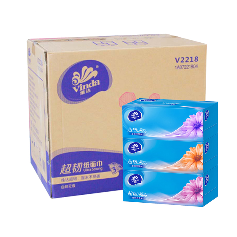 维达(Vinda)抽纸巾盒装加厚抽纸硬盒130抽V2218三层面巾纸餐纸巾会议办公 3层 130抽*36盒