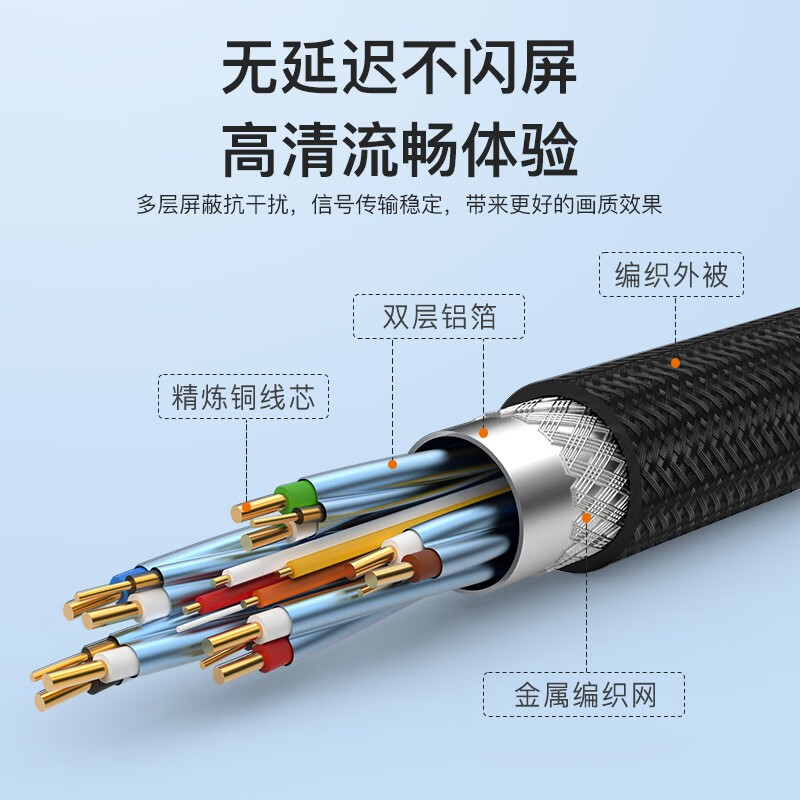 秋叶原（CHOSEAL）工程HDMI线2.0版音视频高清线4K/60Hz电视电脑投影仪机顶盒连接线 1-5米耐磨编织线身企鹅扣QS8133 2米
