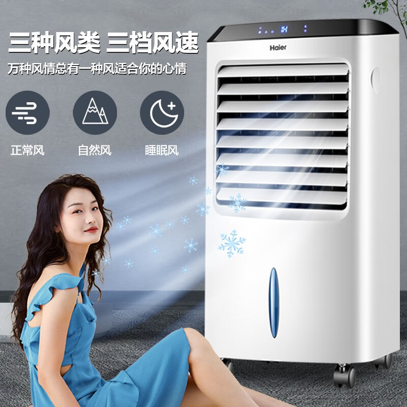 海尔（Haier） 空调扇制冷风扇加湿净化除菌空气除菌冷风机遥控冷气扇塔扇无叶风扇家用水冷移动小空调 【冰爽降温+负离子净化】遥控款LG36-10R