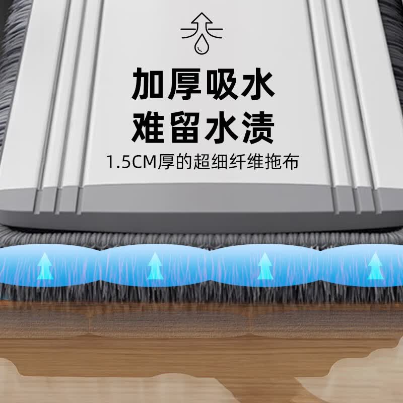 香夏平板拖把大号工厂铝合金懒人加长商场物业大户型一拖净替换布 90CM平拖共3块布【银白色】