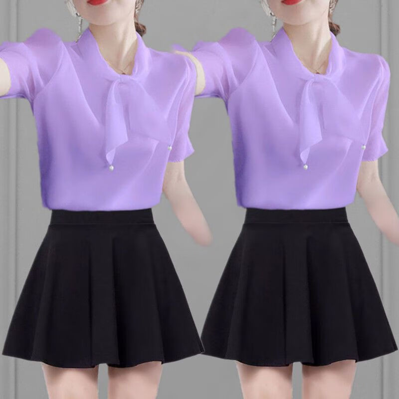 宁述后妈群方便做事的衣服包臀短裙时尚套装裙女装洋气韩版两件套2024