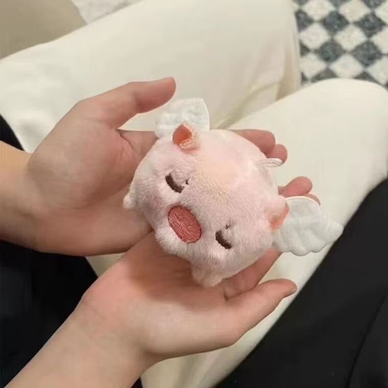 诗滢飞天猪带翅膀抖音网红猪猪钥匙扣天使小猪毛绒玩具卡通摇尾巴抽绳