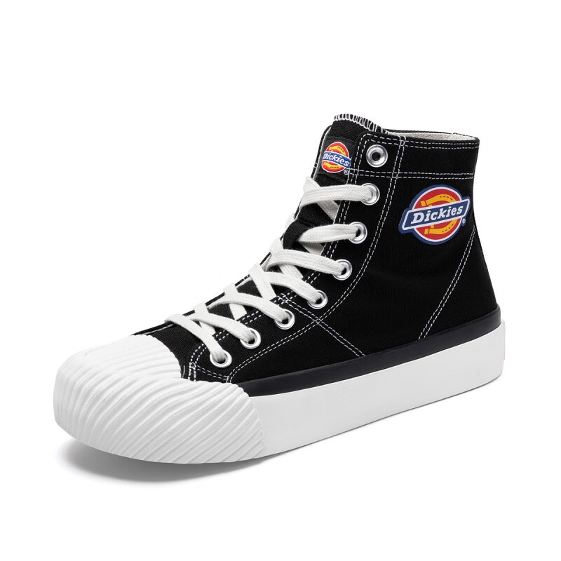 dickies高帮帆布鞋男鞋春秋季系带纯色简约百搭男休闲鞋 黑色(此款为